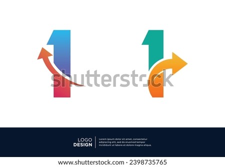 Simple Number 1 logo design for finance, investment, marketing.