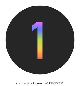Simple Number 1 logo with a vertical rainbow gradient on a black circle. Clean, bold, and ideal for app icons, branding, or minimalist graphic elements.