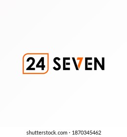 Simple Number 24 and letter SEVEN sans serif font writing image graphic icon logo design abstract concept vector stock. Can be used as symbol associated with initial or wordmark