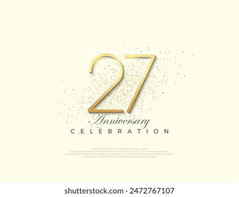 Simple número 27 aniversario. Número de Vector de Premium para la celebración. Vector de Premium para póster, Anuncio, celebración y saludo.