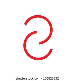 simple number 2c curves logo vector