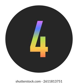 Simple Number 4 logo with a vertical rainbow gradient on a black circle. Clean, bold, and ideal for app icons, branding, or minimalist graphic elements.