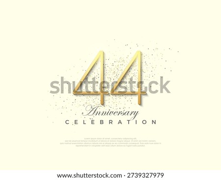 Simple number 44th anniversary. Premium vector number for celebration. Premium vector for poster, banner, celebration greeting.