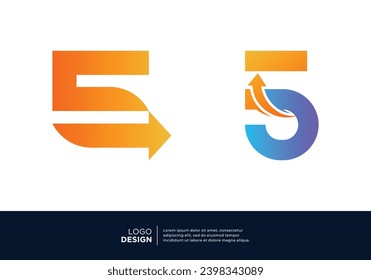 Simple Number 5 logo design for finance, investment, marketing.