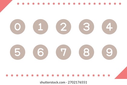 Simple Number cute Icons gray set