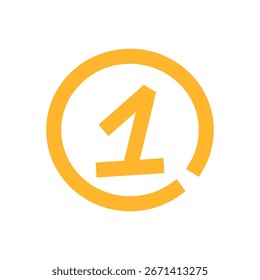 simples número um doodle. número um ilustração vetorial. número um ícone em círculo