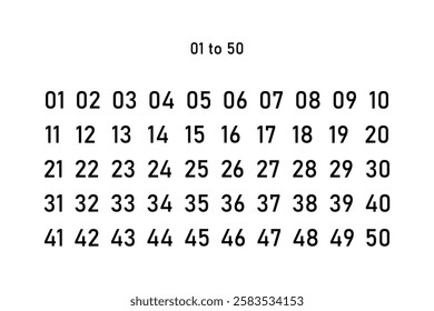 Simple Number Sequence from 01 to 50.