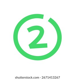simples número dois rabiscar. número dois ilustração vetorial. número dois ícone em círculo