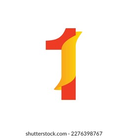 Simple Numbers Logo Vector Red and Gold 1 number one