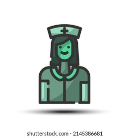 Simple nurse filled line icon, people and human resource small shadow monotone color on the white background