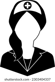 Simple nurse with long hair icon