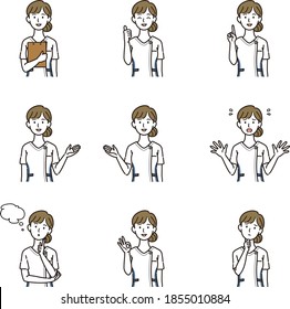 Simple nurse upper body illustration set