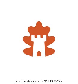 Simple Oak Leaf Castle Logo