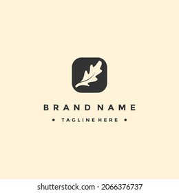 Simple Oak Leaf Logo Concept For Business, Farming, Ecology And Golf Company With Out Line, Elegant And Minimalist Styles