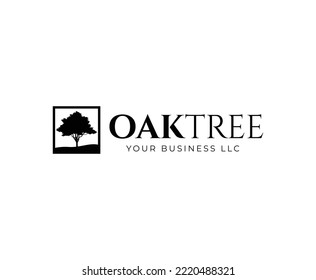 Plantilla de diseño de logotipo comercial de árbol de roble simple