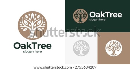 Simple oak tree logo design vector illustration