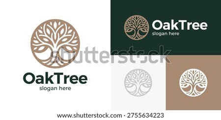 Simple oak tree logo design vector illustration