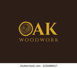 Simple Oak Wood Work Logo Design template