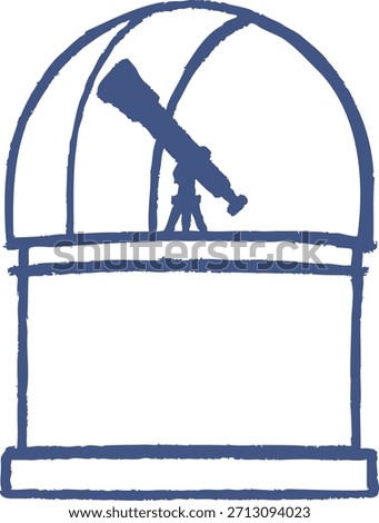 Simple observatory silhouette showing a dome and a telescope pointed at the sky.