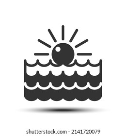 Icono de línea simple rellena oceánica, concepto relacionado con el río y el mar en el fondo blanco
