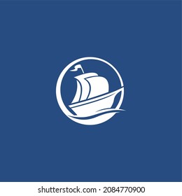 simple ocean liner boat logo. vector illustration for business logo or icon
