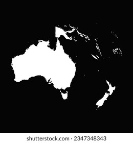 Simple Oceania Map Isolated on Black Background, can be used for business designs, presentation designs or any suitable designs.