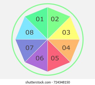 Simple Octagon vector  infographic. Muted colors. Template/layout for cycle graph, business plan, 8 steps, diagram, presentation etc. Data visualization. Big Data