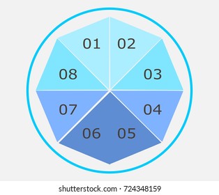 Simple Octagon vector  infographic. Muted blue colors. Template/layout for cycle graph, business plan, 8 steps, diagram, presentation etc. Data visualization. Big Data