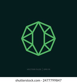simple octagonal emerald stone logo design