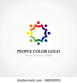 Simple Octagonal People Full Color Logo