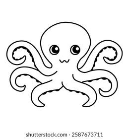Simple octopus icon with tentacles, ideal for marine-themed designs and educational materials.