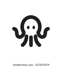 Simple octopus icon, Vector outline icon on white background.