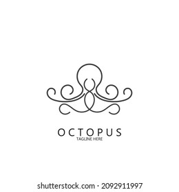 simple octopus line art style icon vector illustration template design