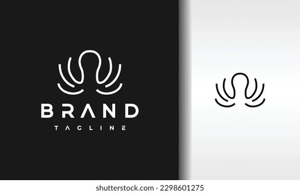 simple octopus line black logo