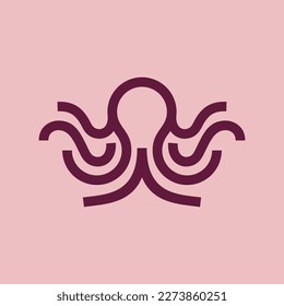 simple octopus line icon logo vector design, modern logo pictogram design of sea creature jellyfish