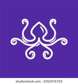 simple octopus line icon logo vector design, modern logo pictogram design of sea creature jellyfish