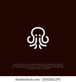 simple octopus line icon logo vector design, modern logo pictogram design of sea ocean creature octopus squid jellyfish