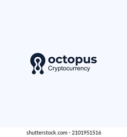 simple octopus logo line art, logo can be used for crypto business