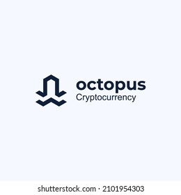 simple octopus logo line art, logo can be used for crypto business
