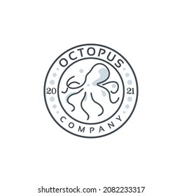 Simple Octopus Squid Label Logo Inspirational Design