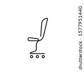 simple office chair in one line sign. concept of free space. comfortable lounge chair. hairdressing equipment. parlour furniture. barbershop chair. linear style symbol isolated on white background