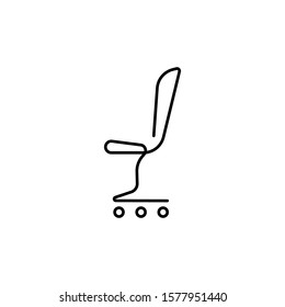 simple office chair in one line sign. concept of free space. comfortable lounge chair. hairdressing equipment. parlour furniture. barbershop chair. linear style symbol isolated on white background