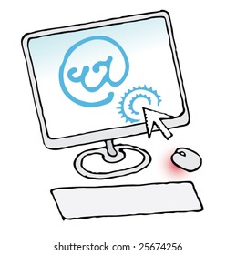 simple office computer with mail client draw