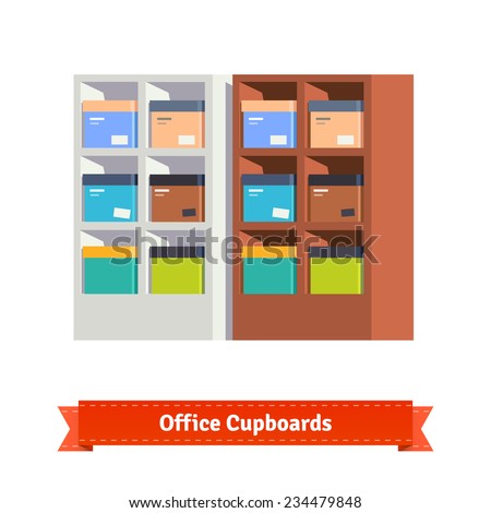 Simple office cupboards. Flat style  illustration. EPS 10 vector.