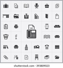 Simple office icons set. Universal office icon to use for web and mobile UI, set of basic office elements