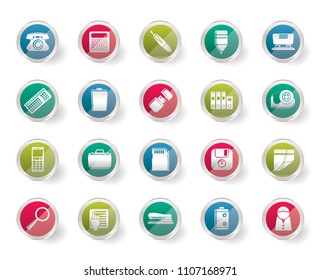 Simple Office tools Icons over colored background - vector icon set 3