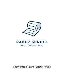 Simple office white paper scroll logo icon