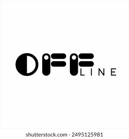 Simple offline word design with off symbol on letter F.