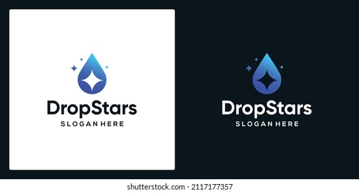 Simple oil drop illustration, water drop with star shape, modern and elegant CBD oil logo template