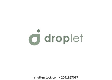 Simple Oil Drop Logo. Green Initial Letter D with Waterdrop Combination isolated on White Background. Flat Vector Logo Design Template Element for Nature and Branding Logos.